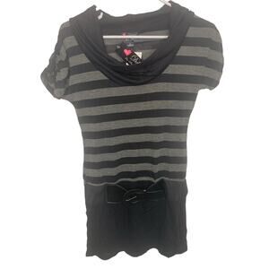 NEW Retro Mini Dress M Black Gray Delirious Los Angeles Y2K Cowl Neck Stretch